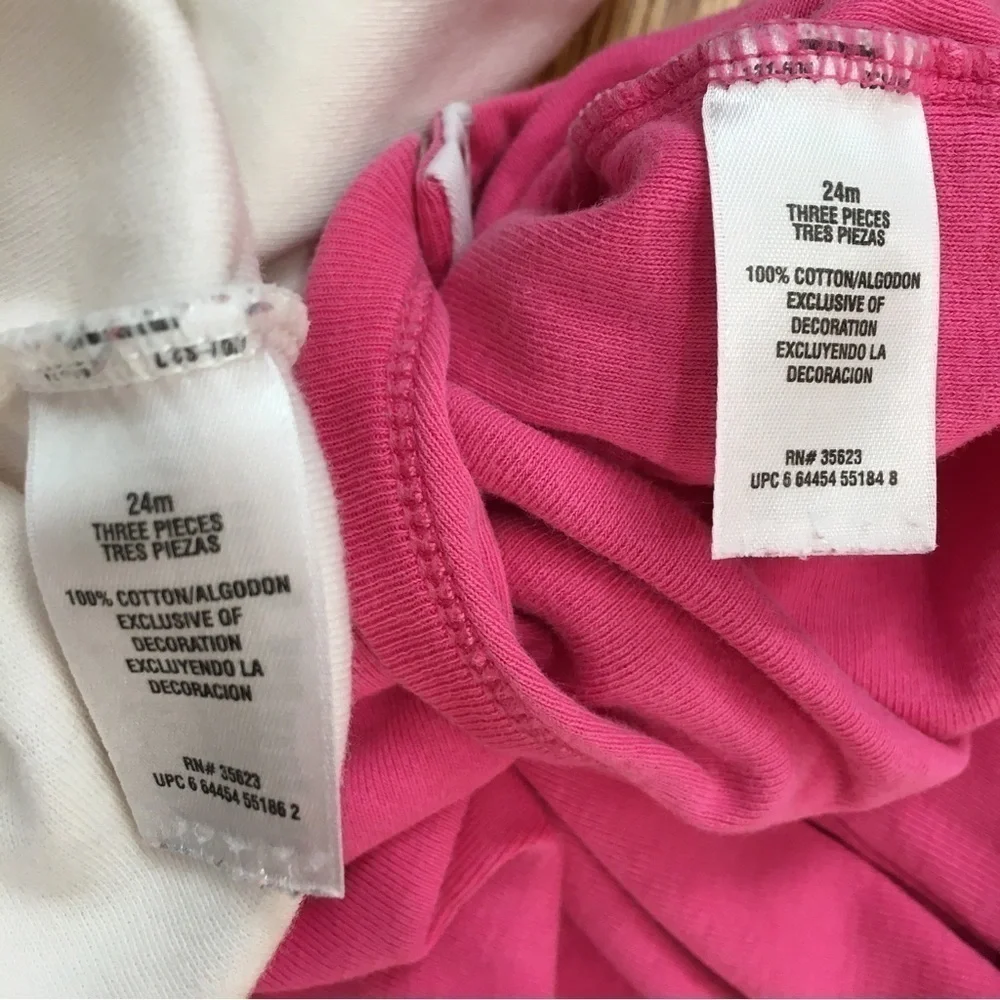 Carter's baby girl white pink long sleeve cotton overalls bodysuits